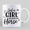 Girl Loves Horse Back View Personalized Coffee Mug