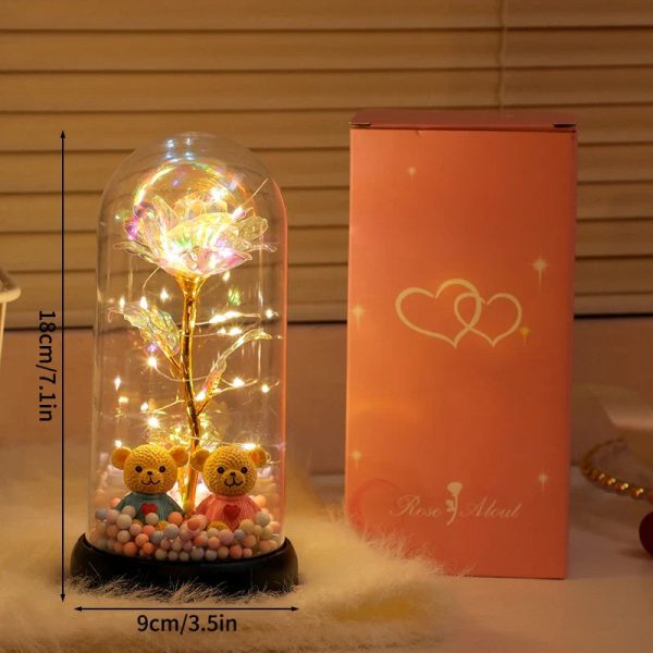 Glowing Galaxy Eternal Double Rose with LED Lights Romantic Gift for Valentine’s Day and Wedding