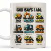God Says I Am Bold, Accepted, Handsome, Strong, Kind, Construction Vehicles - Personalized Custom Coffee Mug - KID074_MG God Says I Am Bold, Accepted, Handsome, Strong, Kind, Construction Vehicles - Personalized Custom Coffee Mug - KID074_MG