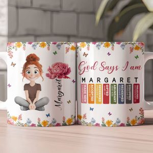 God Says I Am With Name Letter In Bible - Personalized Mug