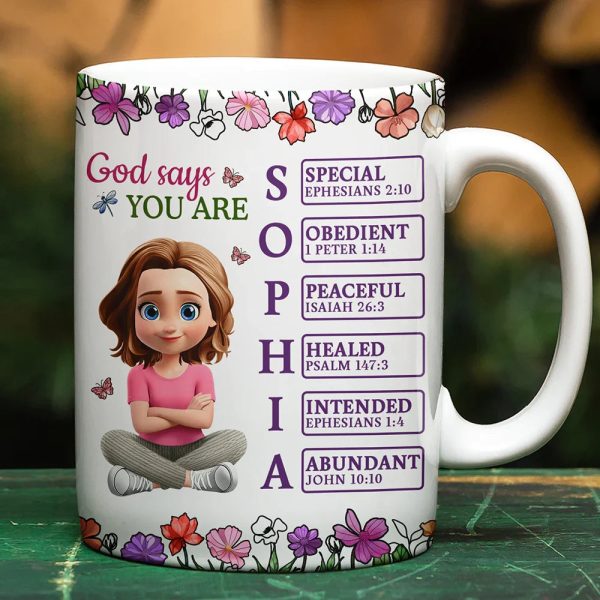 God Says You Are 3D Effect Woman - Personalized White Edge-to-Edge Mug God Says You Are 3D Effect Woman - Personalized White Edge-to-Edge Mug