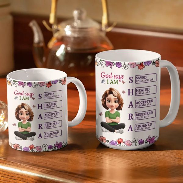 God Says You Are 3D Effect Woman - Personalized White Edge-to-Edge Mug God Says You Are 3D Effect Woman - Personalized White Edge-to-Edge Mug