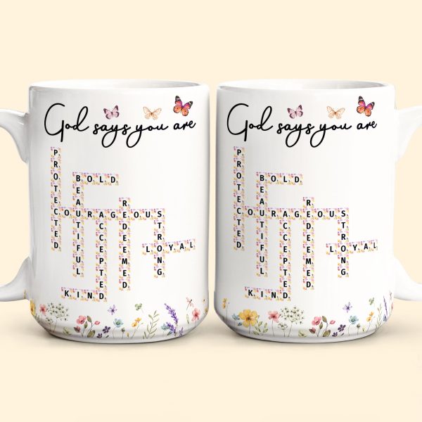 God Says You Are Scrabble Affirmation Words - Personalized Mug God Says You Are Scrabble Affirmation Words - Personalized Mug