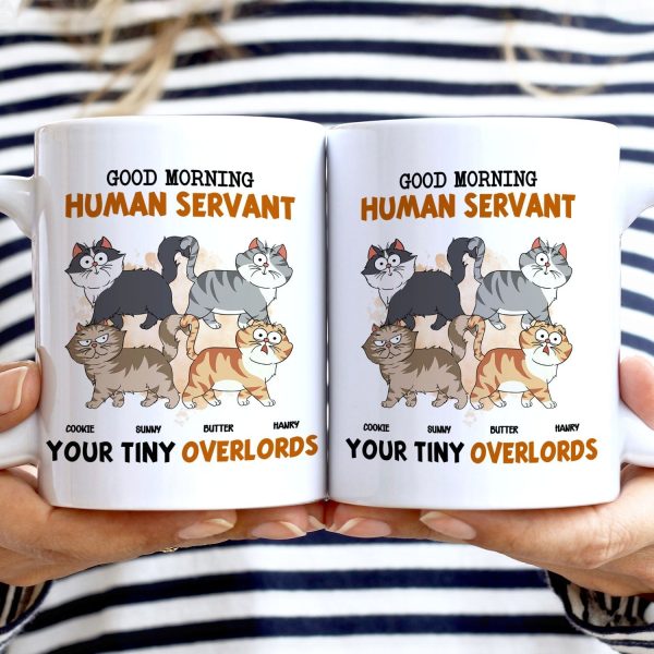 Good Morning Funny Cartoon Cats Walking - Gift For Cat Lovers - Personalized White Edge-to-Edge Mug Good Morning Funny Cartoon Cats Walking - Gift For Cat Lovers - Personalized White Edge-to-Edge Mug