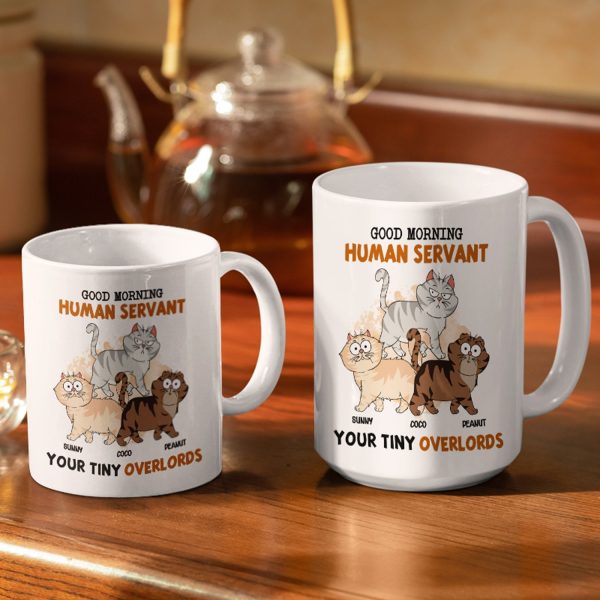 Good Morning Funny Cartoon Cats Walking - Gift For Cat Lovers - Personalized White Edge-to-Edge Mug Good Morning Funny Cartoon Cats Walking - Gift For Cat Lovers - Personalized White Edge-to-Edge Mug