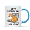 Good Morning Happy Father's Day Human Servant Funny Cats Sitting On Laptop Personalized Mug