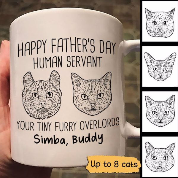 Good Morning Human Servant Cat Head Outline Personalized Mug Good Morning Human Servant Cat Head Outline Personalized Mug