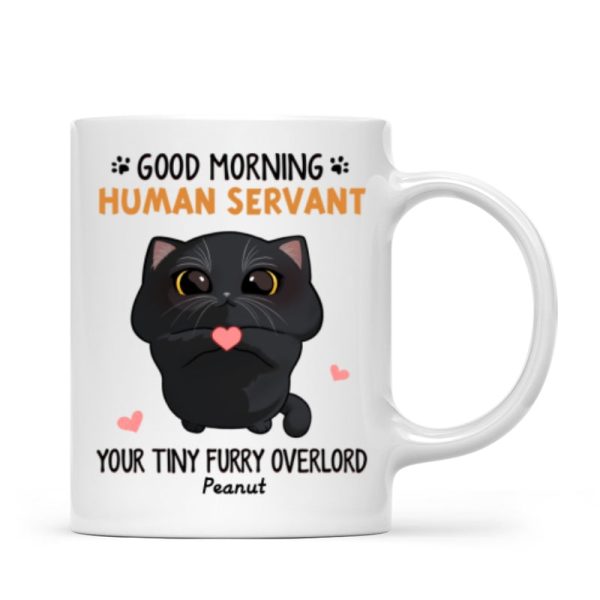 Good Morning Human Servant Cute Cartoon Cat Looking Up Personalized Mug
