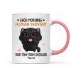 Good Morning Human Servant Cute Cartoon Cat Looking Up Personalized Mug