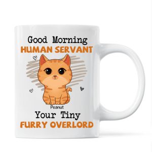 Good Morning Human Servant Cute Cats Vector Personalized Mug