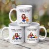 Good Morning Human Servant Doll Girl & Cat Personalized Mug Good Morning Human Servant Doll Girl & Cat Personalized Mug