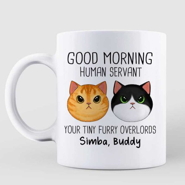 Good Morning Human Servant Fluffy Cat Face Personalized Mug Good Morning Human Servant Fluffy Cat Face Personalized Mug