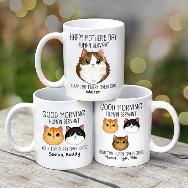 Good Morning Human Servant Fluffy Cat Face Personalized Mug Good Morning Human Servant Fluffy Cat Face Personalized Mug