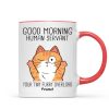 Good Morning Human Servant, Funny Cat Lover Mug, Gift For Cat Dad, Cat Mom