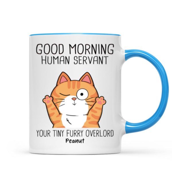 Good Morning Human Servant, Funny Cat Lover Mug, Gift For Cat Dad, Cat Mom