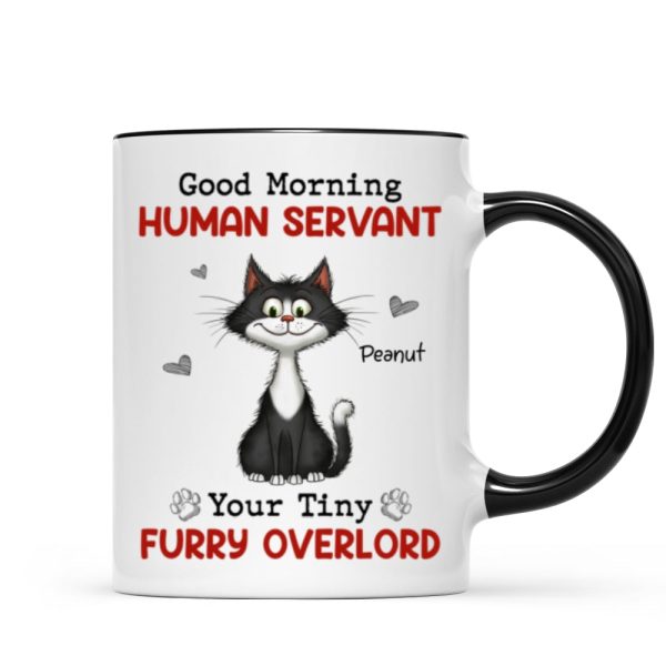 Good Morning Human Servant Quirky Cats Personalized Mug