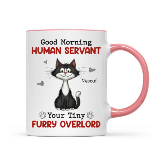 Good Morning Human Servant Quirky Cats Personalized Mug