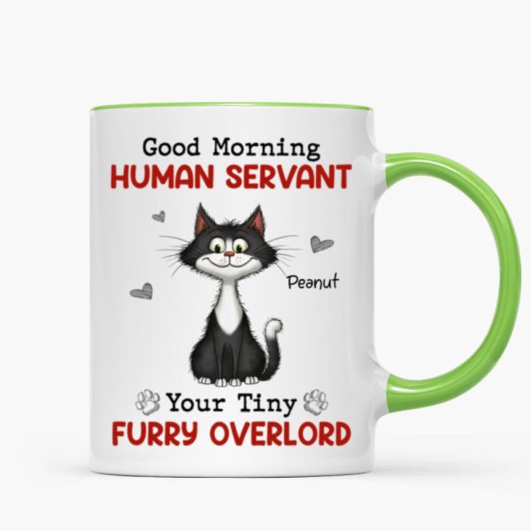 Good Morning Human Servant Quirky Cats Personalized Mug
