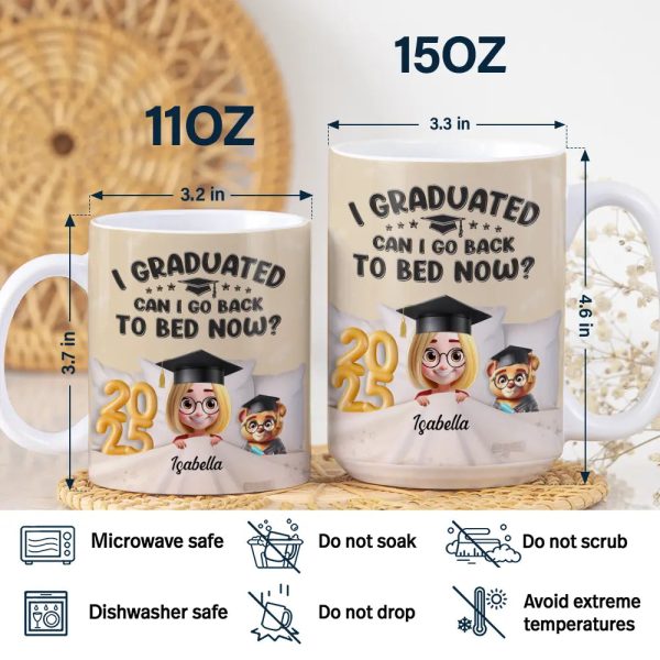 Graduated Can I Go Back To Bed Now - Personalized White Edge-to-Edge Mug Graduated Can I Go Back To Bed Now - Personalized White Edge-to-Edge Mug