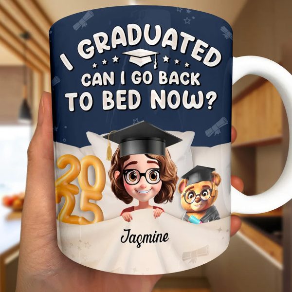 Graduated Can I Go Back To Bed Now - Personalized White Edge-to-Edge Mug Graduated Can I Go Back To Bed Now - Personalized White Edge-to-Edge Mug