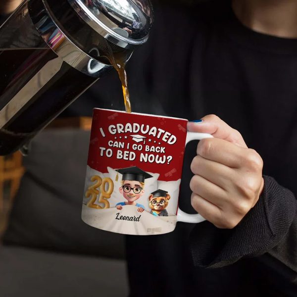 Graduated Can I Go Back To Bed Now - Personalized White Edge-to-Edge Mug Graduated Can I Go Back To Bed Now - Personalized White Edge-to-Edge Mug