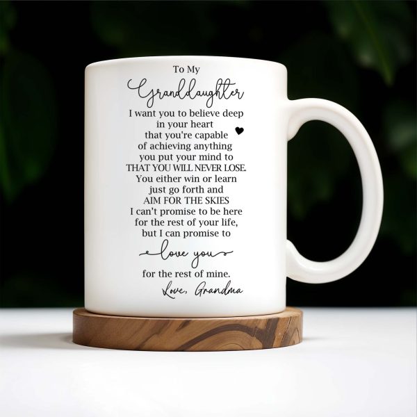 Granddaughter Believe In Yourself Heartfelt Pansy Mug - Personalized Custom Coffee Mug - GDT018_MG