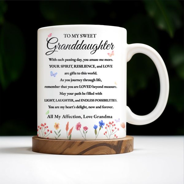 Granddaughter Pansy Flower Wildflower Love Message - Personalized Custom Coffee Mug - GDT191_MG