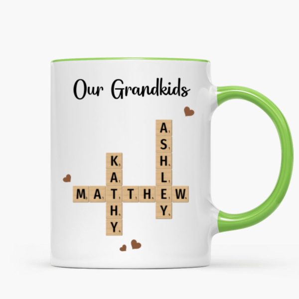 Grandkids Crossword Puzzle Art Personalized Mug, Gift For Grandma, Gift For Mom