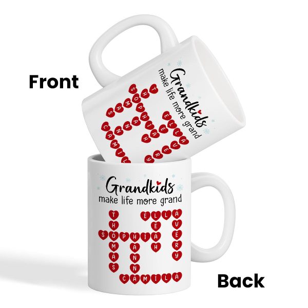Grandkids Make Life Grand Crossword Puzzle Art Christmas Gift For Grandma Personalized Mug