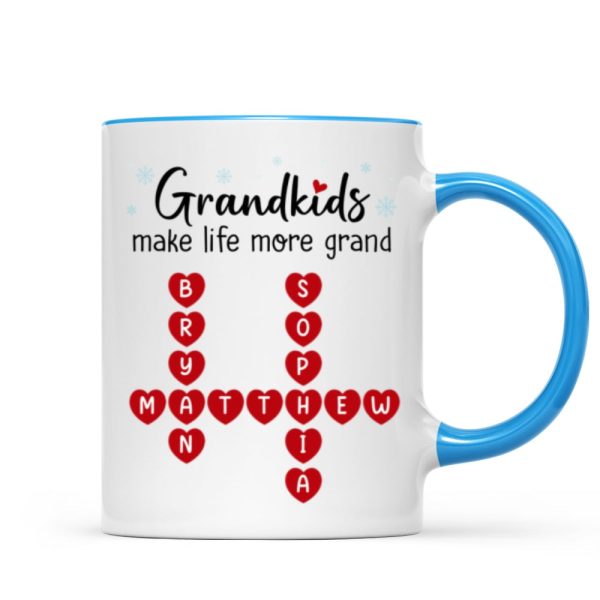 Grandkids Make Life Grand Crossword Puzzle Art Christmas Gift For Grandma Personalized Mug