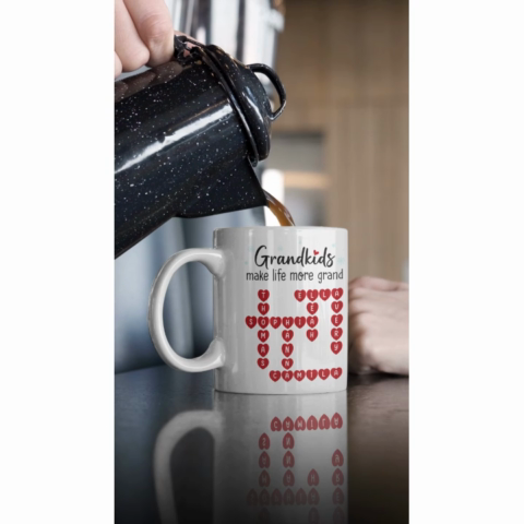 Grandkids Make Life Grand Crossword Puzzle Art Christmas Gift For Grandma Personalized Mug