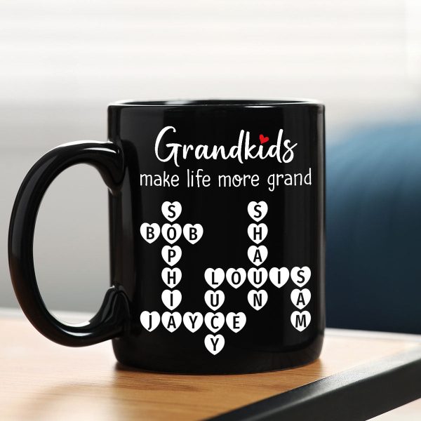 Grandkids Make Life Grand Crossword Puzzle Art Gift For Grandma Personalized Mug