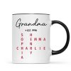 Grandma Est. Grandkids Names Crossword Puzzle Art Personalized Mug