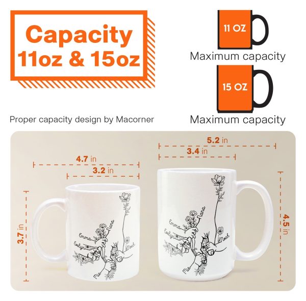 Grandma Grandchildren Holding Hand Floral Pattern - Personalized Mug Grandma Grandchildren Holding Hand Floral Pattern - Personalized Mug