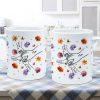 Grandma Mom 3D Effect Birth Flower Kids Holding Hand Outline Personalized Mug
