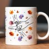 Grandma Mom 3D Effect Birth Flower Kids Holding Hand Outline Personalized Mug