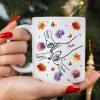 Grandma Mom 3D Effect Birth Flower Kids Holding Hand Outline Personalized Mug