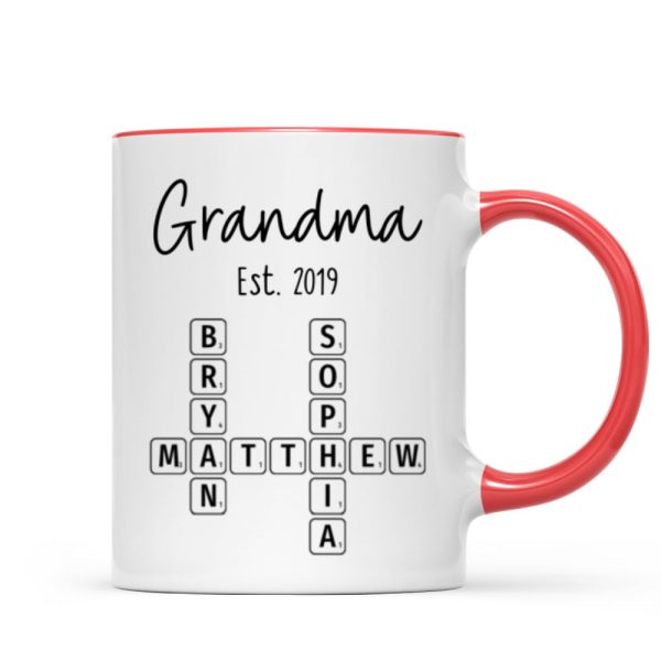Grandma Mom Est. Crossword Puzzle Art Personalized Mug Grandma Mom Est. Crossword Puzzle Art Personalized Mug