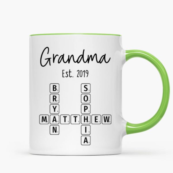 Grandma Mom Est. Crossword Puzzle Art Personalized Mug Grandma Mom Est. Crossword Puzzle Art Personalized Mug