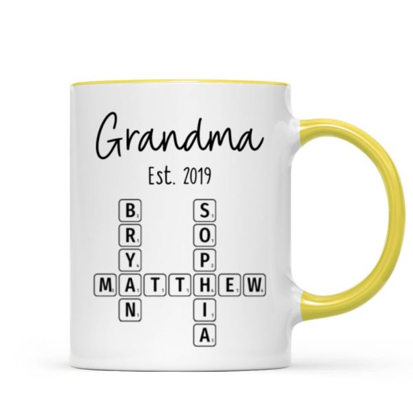 Grandma Mom Est. Crossword Puzzle Art Personalized Mug Grandma Mom Est. Crossword Puzzle Art Personalized Mug