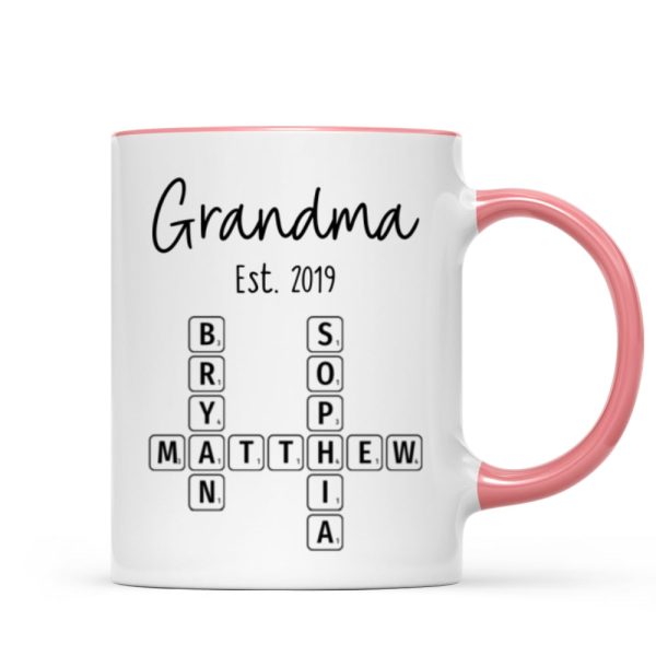 Grandma Mom Est. Crossword Puzzle Art Personalized Mug Grandma Mom Est. Crossword Puzzle Art Personalized Mug