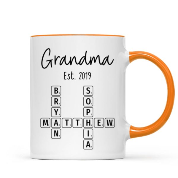 Grandma Mom Est. Crossword Puzzle Art Personalized Mug Grandma Mom Est. Crossword Puzzle Art Personalized Mug