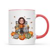 Grandma Sitting On Chair Pumpkins Personalized Mug