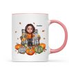 Grandma Sitting On Chair Pumpkins Personalized Mug
