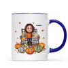 Grandma Sitting On Chair Pumpkins Personalized Mug