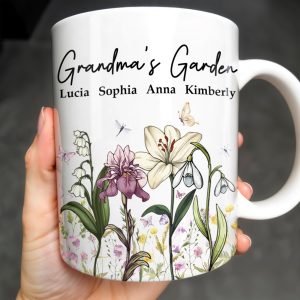 Grandma's Garden, Flowers and Butterflies - Personalized Custom Coffee Mug - GRM072_MG