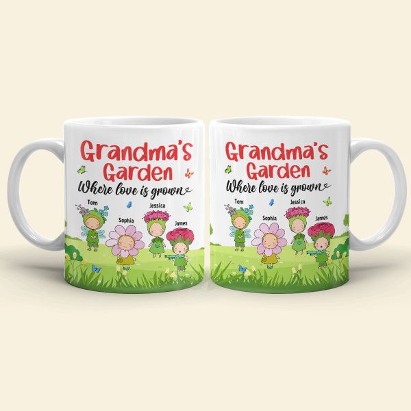 Grandma's Garden Personalized Cute Flowers Coffee Mug Gift For Grandma Grandma's Garden Personalized Cute Flowers Coffee Mug Gift For Grandma