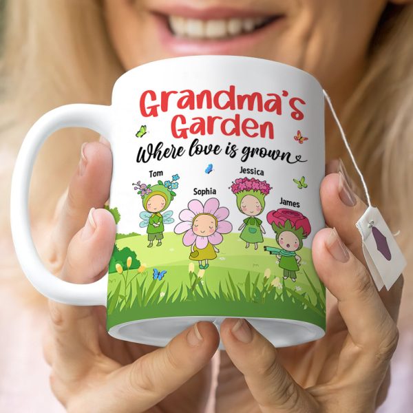 Grandma's Garden Personalized Cute Flowers Coffee Mug Gift For Grandma Grandma's Garden Personalized Cute Flowers Coffee Mug Gift For Grandma