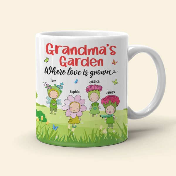 Grandma's Garden Personalized Cute Flowers Coffee Mug Gift For Grandma Grandma's Garden Personalized Cute Flowers Coffee Mug Gift For Grandma