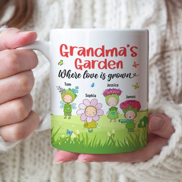 Grandma's Garden Personalized Cute Flowers Coffee Mug Gift For Grandma Grandma's Garden Personalized Cute Flowers Coffee Mug Gift For Grandma